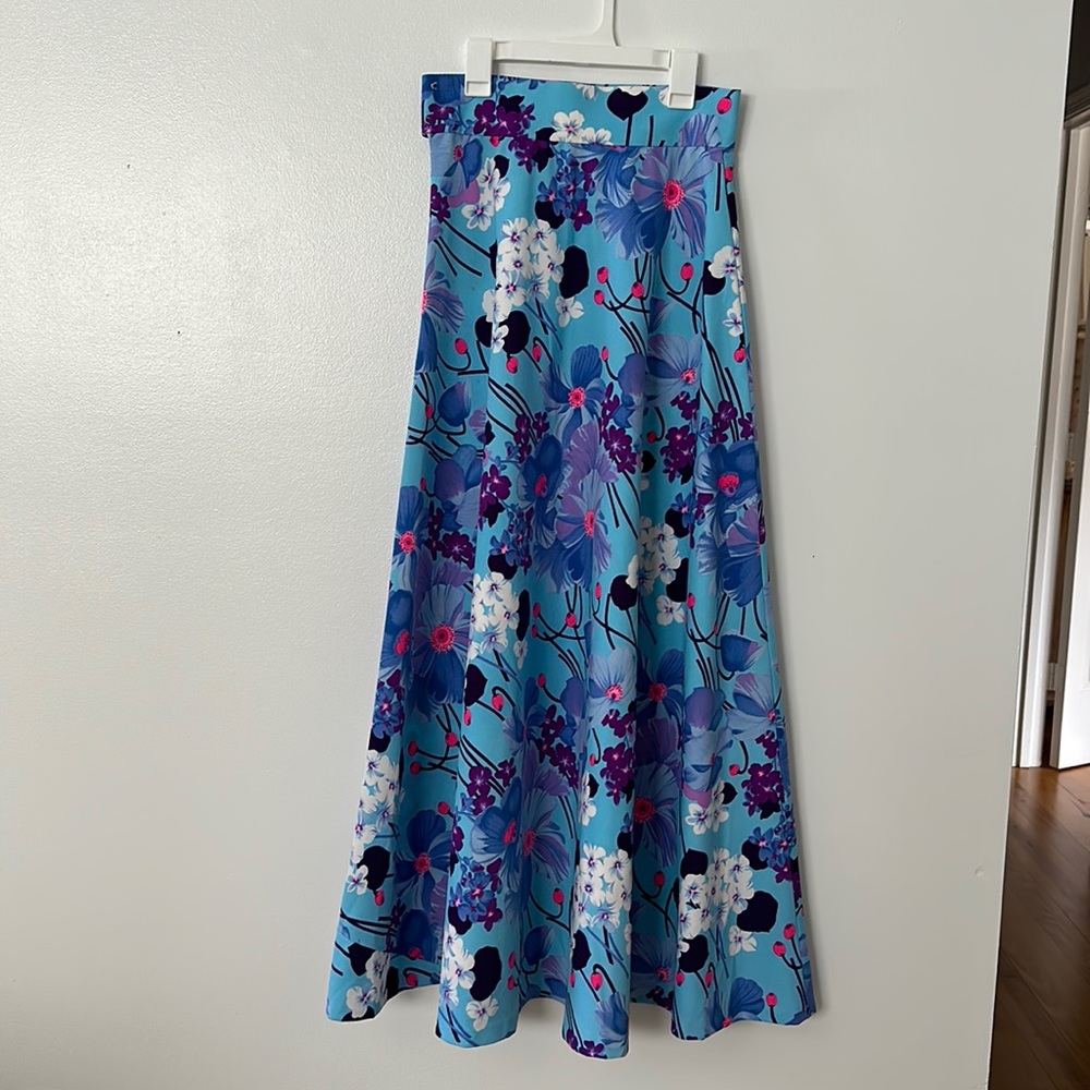 Bold and bright floral vintage maxi skirt